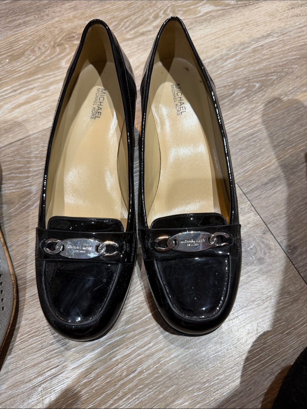MICHAEL Michael Kors Black Patent Leather Horsebit Loafers